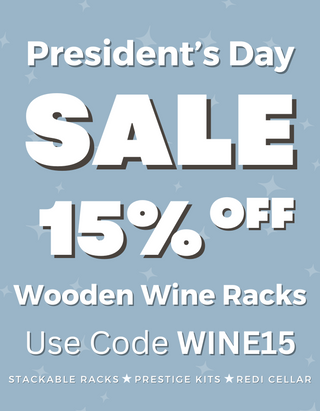 President's Day Sale. Get 15% off all wooden wine racks with code WINE15.