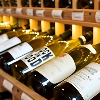 Wooden Retail Wine Racks in a Wine Shop