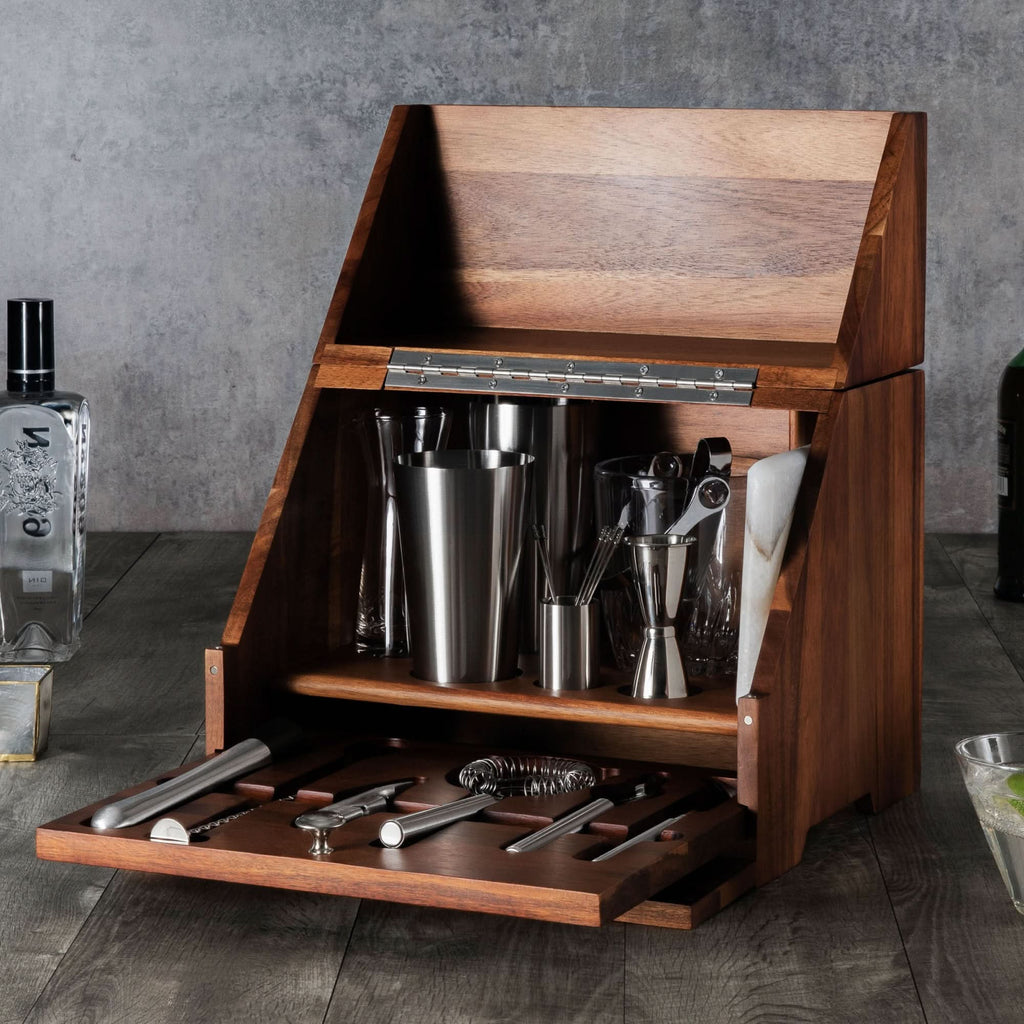 Madison Acacia Tabletop Bar Set – Wine Racks
