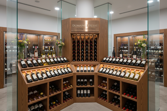 branded retail wine display in wine shop