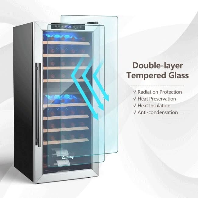Costway Premium Freestanding Dual Zone Wine Cooler Fridge Cabinet, 43 ...