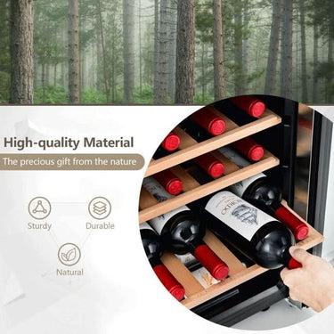 Costway Premium Freestanding Dual Zone Wine Cooler Fridge Cabinet, 43 BTLS