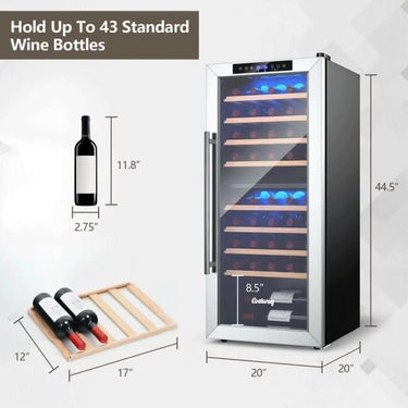 Costway Premium Freestanding Dual Zone Wine Cooler Fridge Cabinet, 43 BTLS