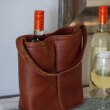 Leather Urban Dual Wine Tote in Cognac
