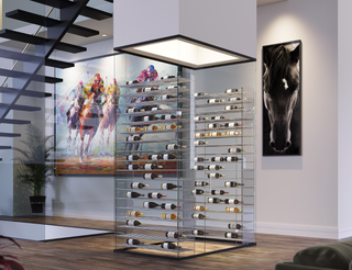 VintageView Evolution Wine Tower Acrylic Cases in a Home