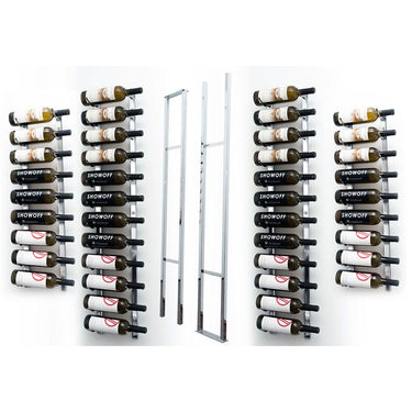 W Series 2 Sided Floating Wine Rack Kit in Chrome Luxe Storing 42 Bottles