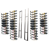 W Series 2 Sided Floating Wine Rack Kit in Brushed Nickel Storing 42 Bottles