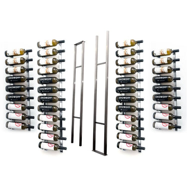 W Series 2 Sided Floating Wine Rack Kit in Brushed Nickel Storing 42 Bottles
