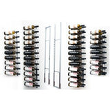 W Series 2 Sided Floating Wine Rack Kit in Chrome Luxe Storing 63 Bottles