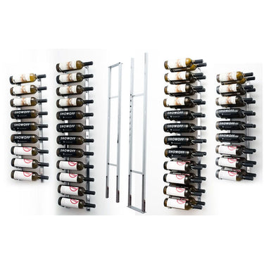 W Series 2 Sided Floating Wine Rack Kit in Chrome Luxe Storing 63 Bottles