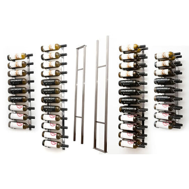 W Series 2 Sided Floating Wine Rack Kit in Brushed Nickel Storing 63 Bottles