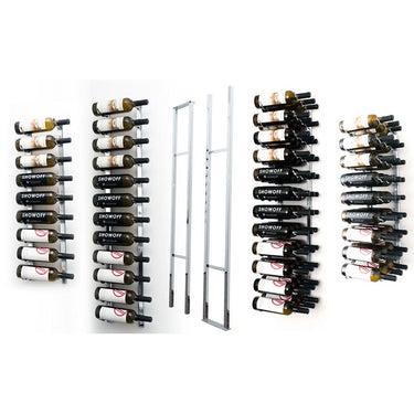 W Series 2 Sided Floating Wine Rack Kit in Chrome Luxe Storing 84 Bottles