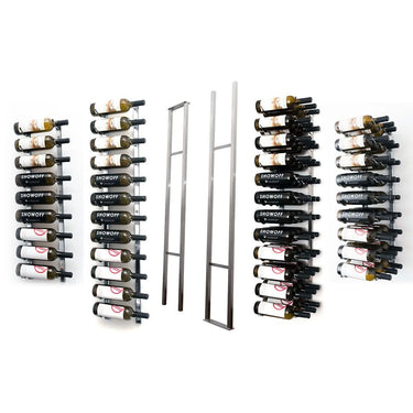 W Series 2 Sided Floating Wine Rack Kit in Brushed Nickel Storing 84 Bottles
