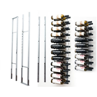W Series 1 Sided Floating Wine Rack Kit in Chrome Luxe Storing 42 Bottles