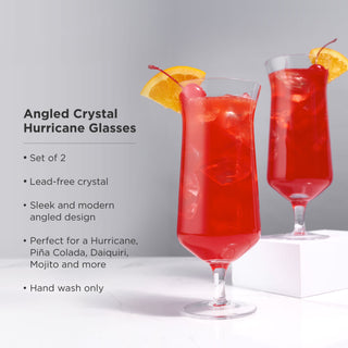 Raye Angled Crystal Hurricane Glasses, Set of 2