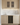 Beige kitchen cabinets with wine storage and marble countertop
