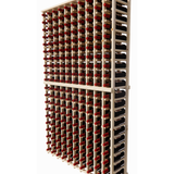 Side view of a 10 column pine wooden wine rack kit storing 200 bottles