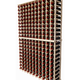 Side view of a 11 column pine wooden wine rack kit storing 220 bottles