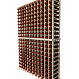 Side view of a 12 column pine wooden wine rack kit storing 240 bottles