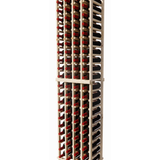 Side view of a 4 column pine wooden wine rack kit storing 80 bottles