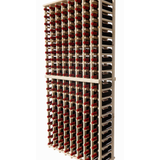 Side view of a 8 column pine wooden wine rack kit storing 160 bottles