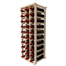 Side view of a 3 column pine wooden wine rack storing 30 bottles