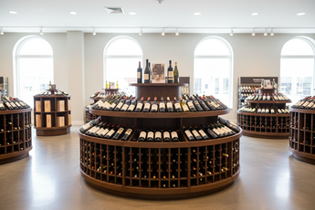 round island merchandizer retail wine storage solution