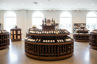 round island merchandizer retail wine storage solution