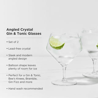 Raye Angled Crystal Gin & Tonic Glasses, Set of 2