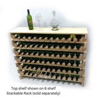 Top shelf shown on 6 shelf wooden stackable rack