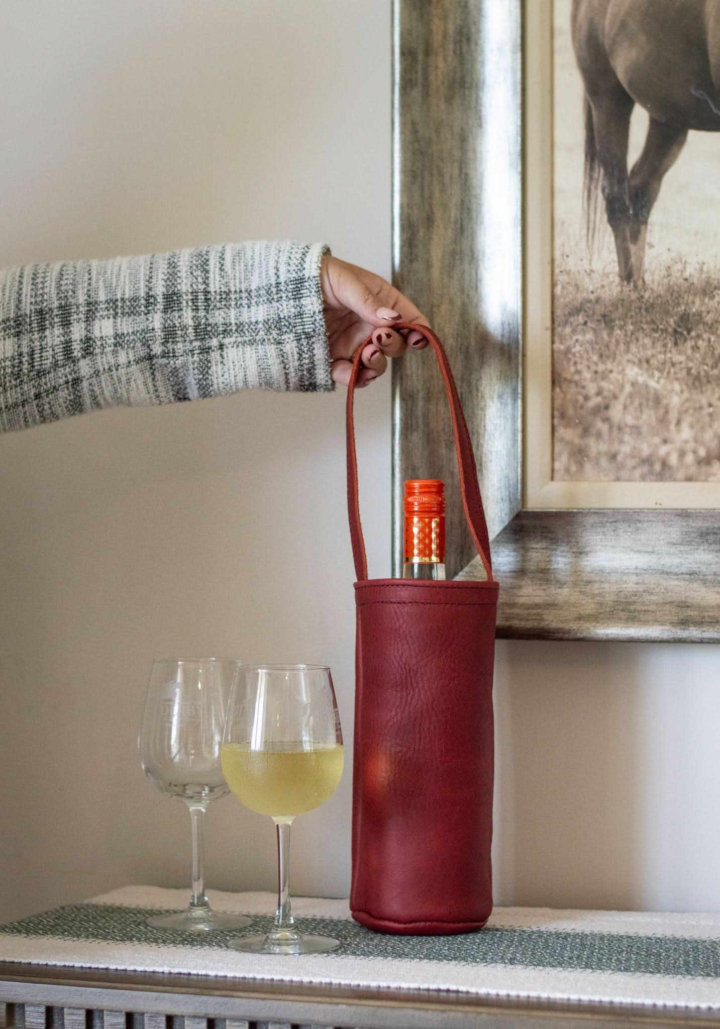 Wine Racking Tote Urban Wine Tote – Stylish Full-Grain Leather Wine Carrier – Wine Racks