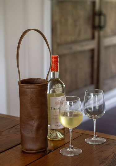 Full-Grain Leather Urban Wine Tote in Mocha