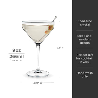 Raye Angled Crystal Martini Glass. 7.2" H x 4.25" W