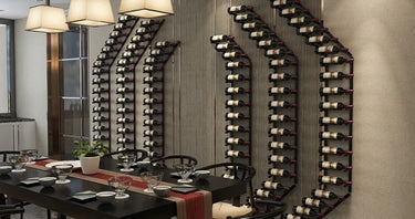 Vino Pins Flex 45 Three Bottles Deep Wall Mounted Metal Wine Rack System