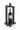 Black wine bottle holder with a red wine bottle on a white background
