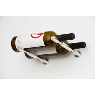 Vino Pins Wine Peg in Milled Aluminum Storing 2 Bottles With Collars
