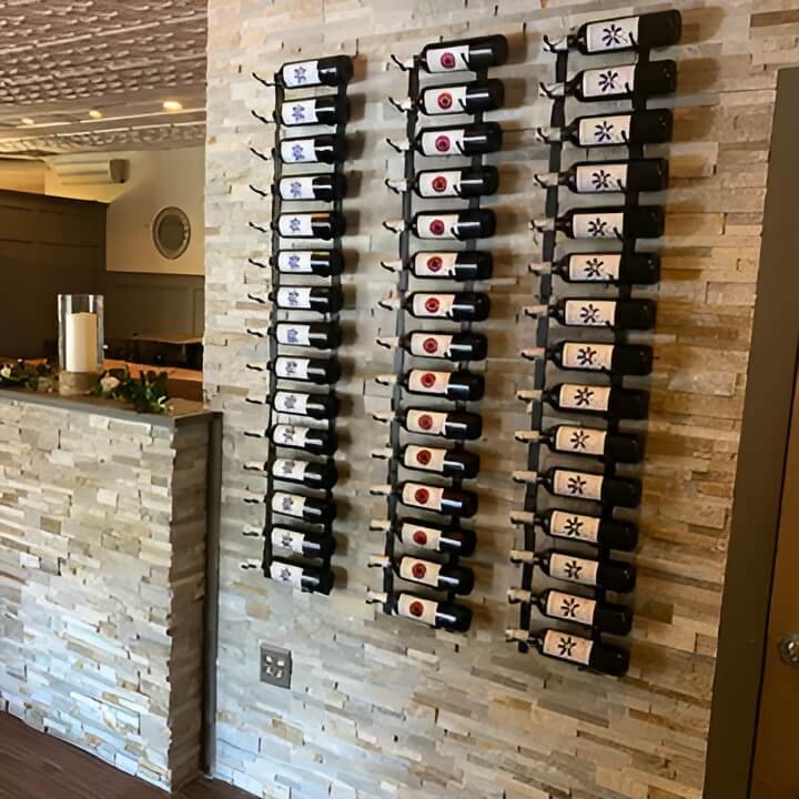 Metal Wine Racks on a Wall
