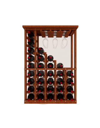 Wooden Waterfall Stemware Wine Table. Stores 31 wine bottles and 9 stemware glasses