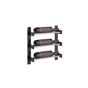 Evolution 15 in. High 1 Column Wine Wall in Matte Black and Chrome storing 3 Bottles