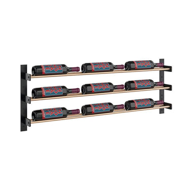 Evolution 15 in. High 3 Column Wine Wall in Matte Black in Golden Bronze Storing 9 Bottles