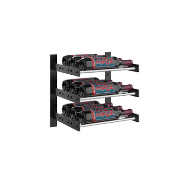 Evolution 15 in. High 1 Column Wine Wall in Matte Black and Chrome storing 9 Bottles