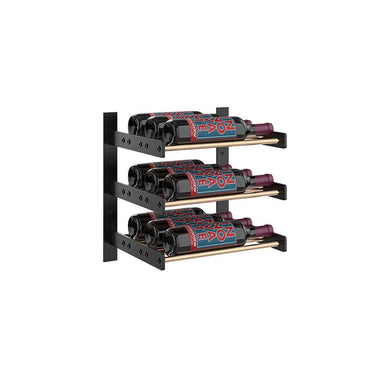 Evolution 15 in. High 1 Column Wine Wall in Matte Black and Golden Bronze storing 9 Bottles