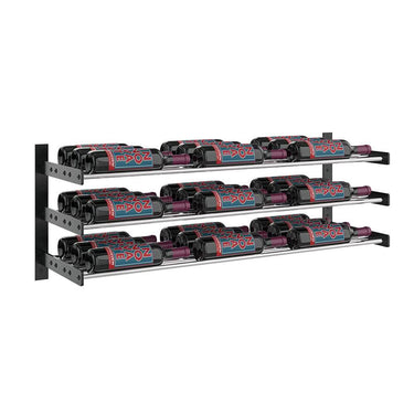 Evolution 15 in. High 3 Column Wine Wall in Matte Black in Chrome Storing 27 Bottles