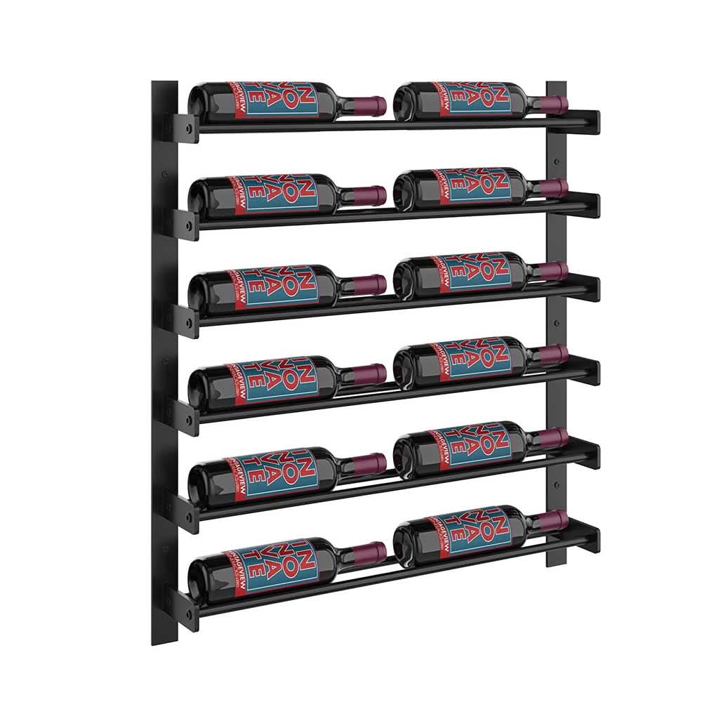 Evolution 30 in. High 2 Column Wine Wall in Matte Black Storing 12 Bottles
