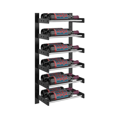 Evolution 30 in. High 1 Column Wine Wall in Matte Black and Chrome Storing 12 Bottles