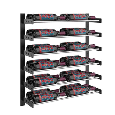 Evolution 30 in. High 2 Column Wine Wall in Matte Black and Chrome Storing 24 Bottles