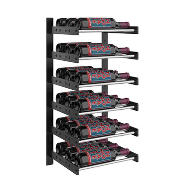Evolution 30 in. High 1 Column Wine Wall in Matte Black and Chrome Storing 18 Bottles