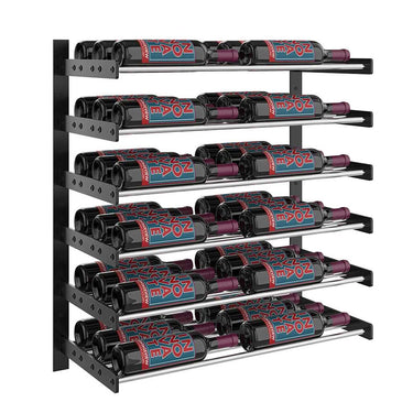 Evolution 30 in. High 2 Column Wine Wall in Matte Black and Chrome Storing 36 Bottles