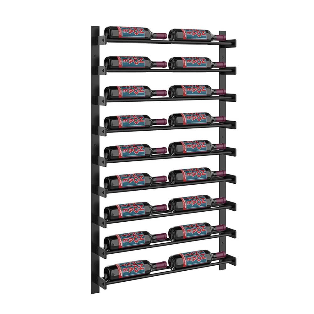 Evolution 45 in. High 2 Column Wine Wall in Matte Black Storing 18 Bottles