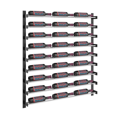 Evolution 45 in. High 3 Column Wine Wall in Matte Black and Chrome Storing 27 Bottles 